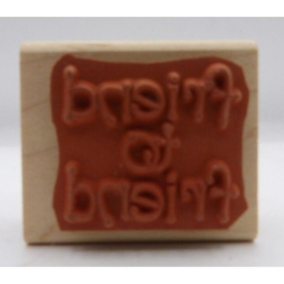 Stamp, Wooden Rubber, Friend to Friend ©1995 Stampin Up! 2 x 1 3/4" - Picture 4 of 4